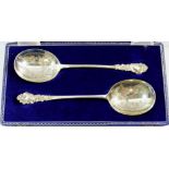 A pair of late Victorian silver serving spoons, London 1899 by George Jackson and David Fullerton,