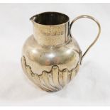 A small silver cream jug with half gadrooned body, London 1896 by George Maudsley Jackson, 7.