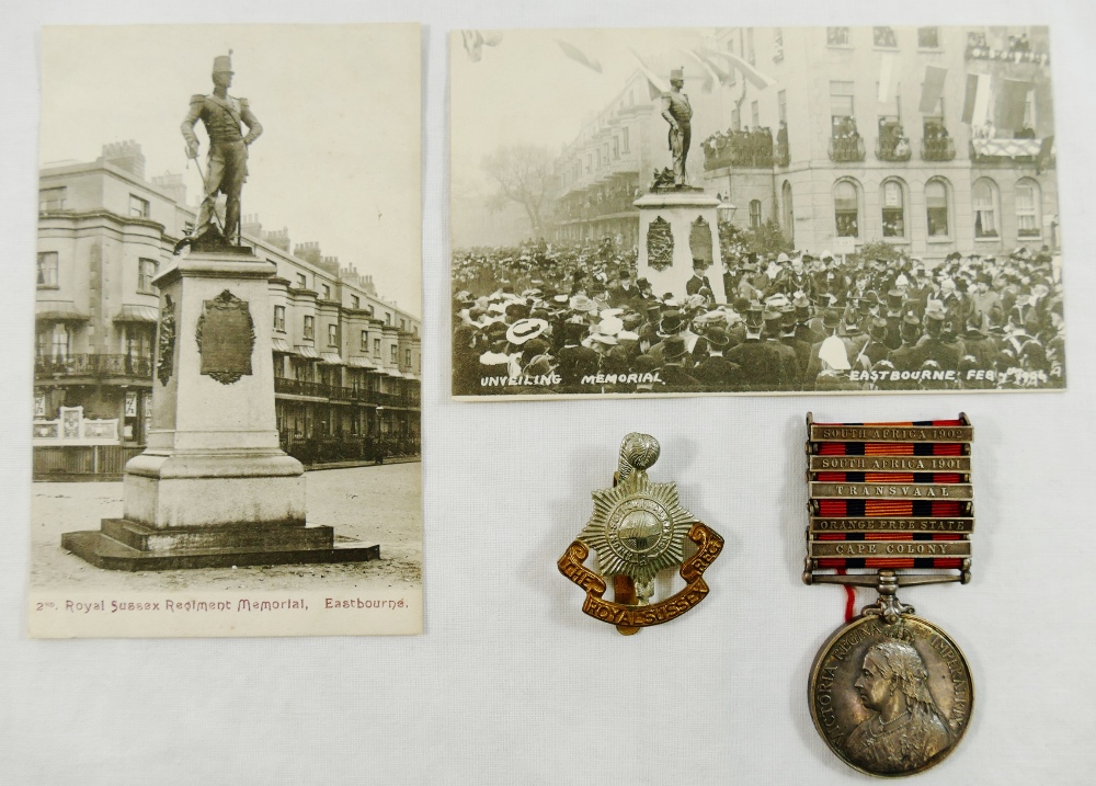 A Second Boer War Queens South Africa medal and ribbon, awarded to Private T Barnes 8342,