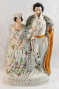 A 19th century Staffordshire flat back of the King and Queen of Sardinia,