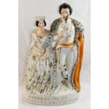 A 19th century Staffordshire flat back of the King and Queen of Sardinia,