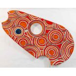Jade Graham (20th/21st Century British)+ A red and orange glazed pottery 'aboriginal' dish,