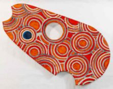 Jade Graham (20th/21st Century British)+ A red and orange glazed pottery 'aboriginal' dish,