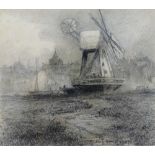 Charles J Smart (19th and 20th century British)+ A windmill Pencil sketch Signed lower right 13cm x
