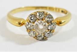 A Victorian 18 carat gold diamond daisy head cluster ring,