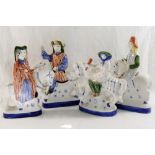 Four Rye Pottery Canterbury Tales figures on horseback, the tallest 22.