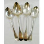 A pair of George III silver fiddle pattern table spoons,