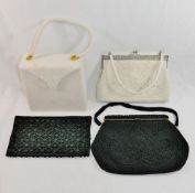 Two vintage white beaded evening bags, one with original box,