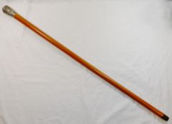 A Chinese malacca cane with silver coloured metal top,