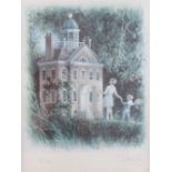 Felix Kelly (1914-1994)+ Children outside a miniature house Limited edition print Signed and