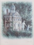 Felix Kelly (1914-1994)+ Children outside a miniature house Limited edition print Signed and