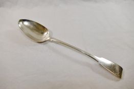 A large George III silver fiddle pattern basting spoon, London 1815 by Solomon Hougham,