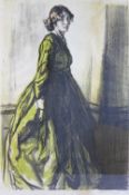 Gerald Spencer Pryse (1888-1956)+ Portrait of a woman in a green dress Lithograph Signed lower