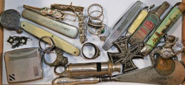 A quantity of silver and costume jewellery and miscellaneous items including a J Hudson and Co.