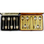 A set of six silver teaspoons, London 1938, combined weight 2.13ozt, 66.