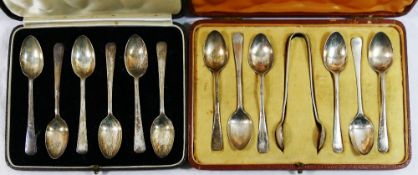A set of six silver teaspoons, London 1938, combined weight 2.13ozt, 66.