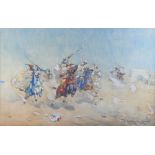 Edward Aubrey Hunt (1855-1922) Moroccan Horsemen Watercolour Signed lower right 36cm x 56cm Framed