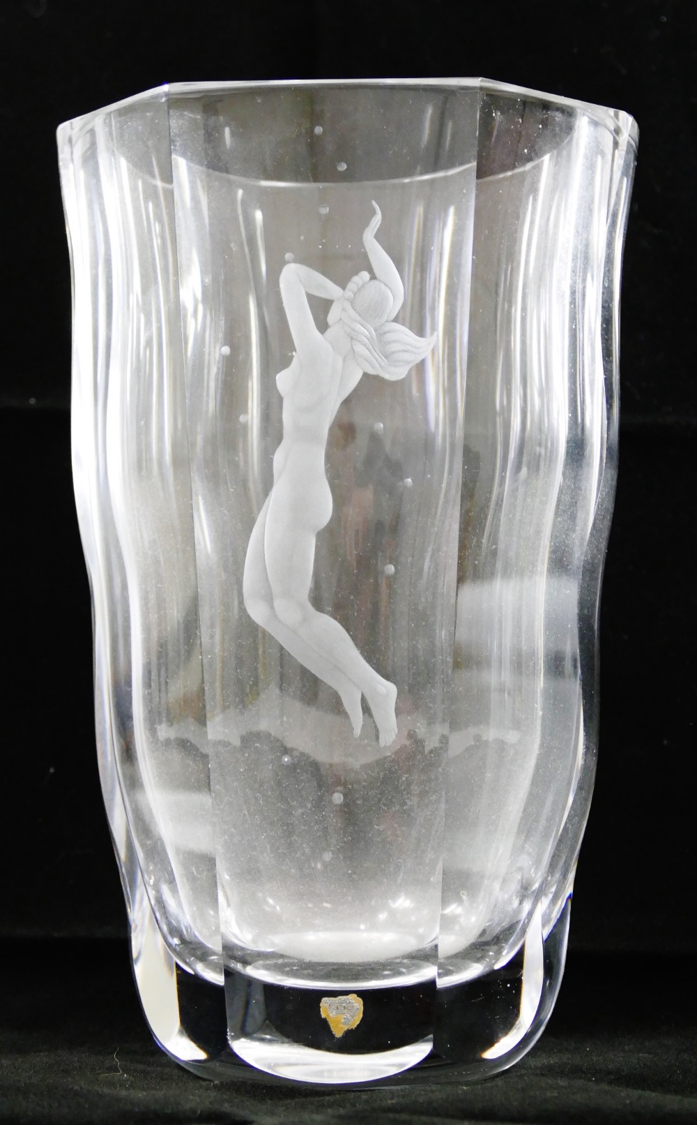 An Orrefors clear glass vase by Edvin Oh
