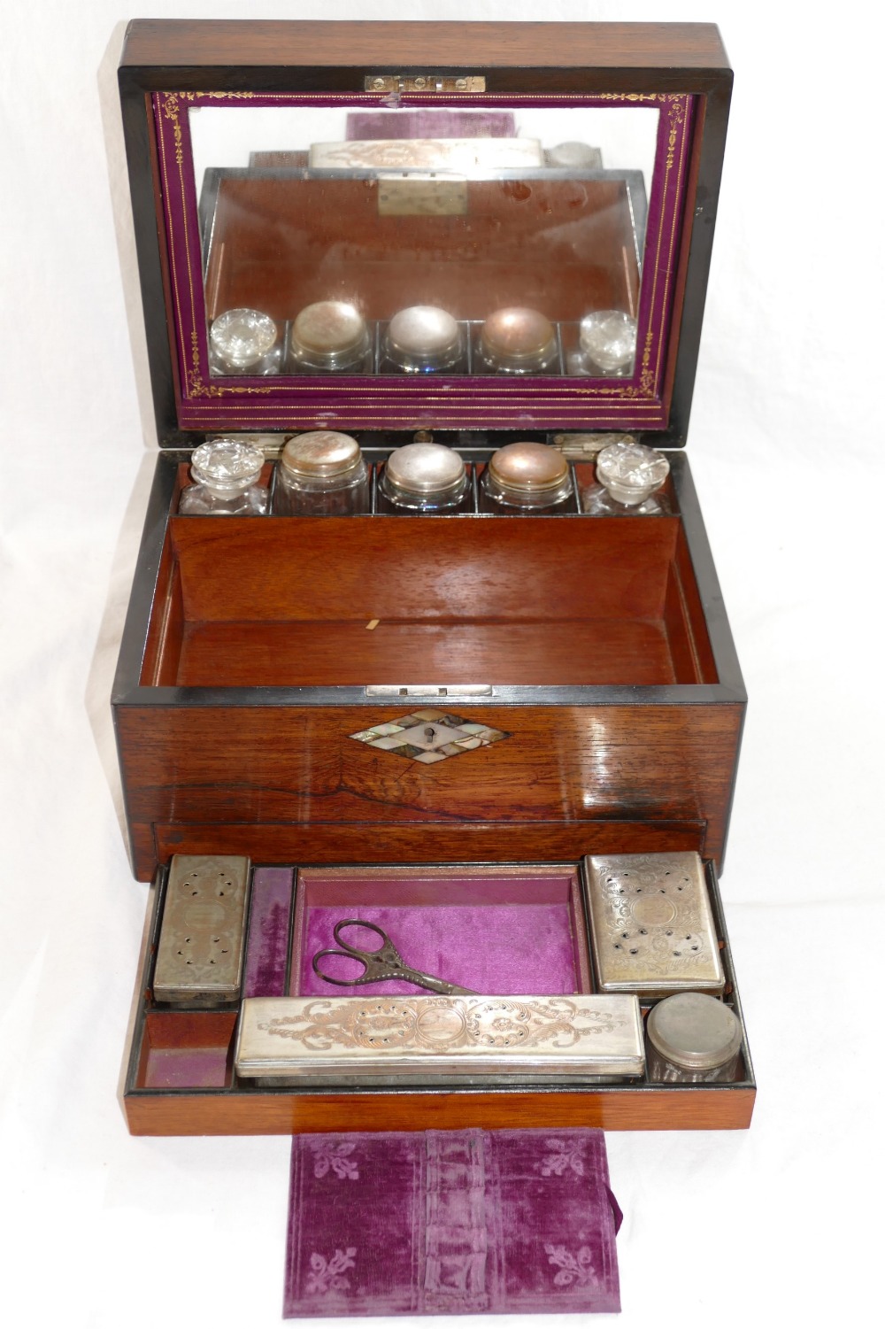 A Victorian rosewood toiletry box, - Image 2 of 3