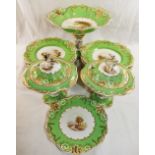 A Victorian Davenport porcelain dessert service, decorated with hand painted rural landscapes,