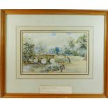 George Parsons Norman (1840-1914), river scene with stone bridge, watercolour, signed lower right,