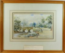 George Parsons Norman (1840-1914), river scene with stone bridge, watercolour, signed lower right,