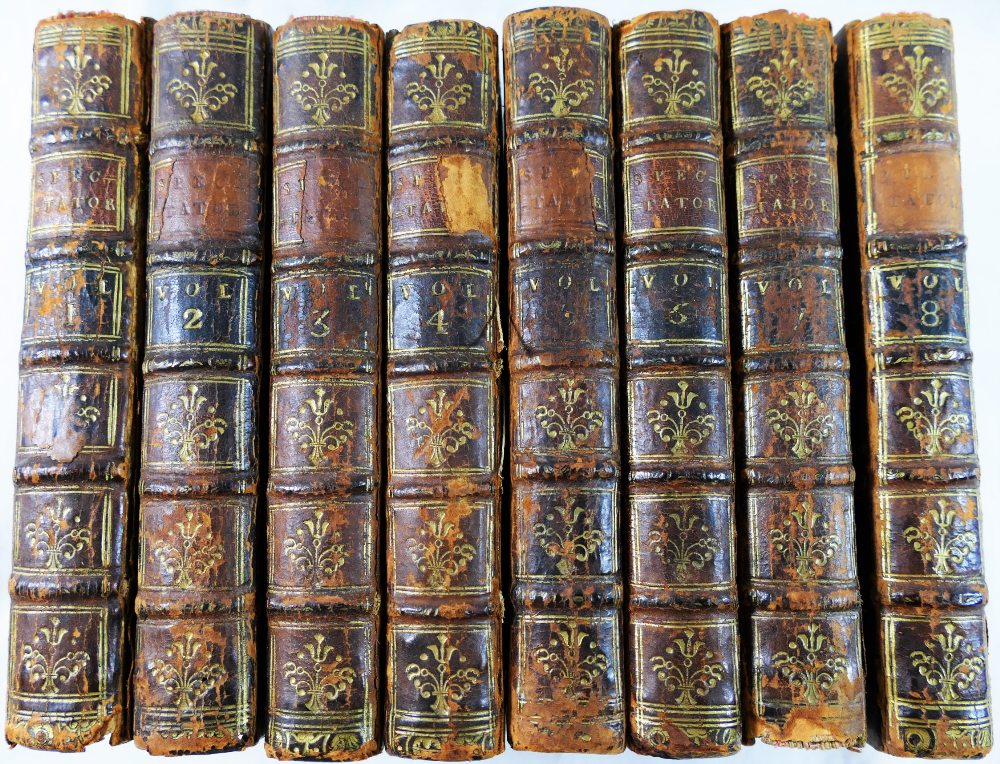'The Spectator', eight fully leather bound volumes, printed for J and R Tonson and S Draper, 1753,