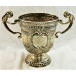A 19th century Irish silver two-handled pedestal cup, possibly by William Townsend,