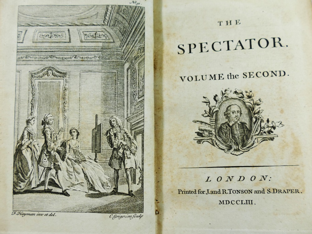 'The Spectator', eight fully leather bound volumes, printed for J and R Tonson and S Draper, 1753, - Image 4 of 5