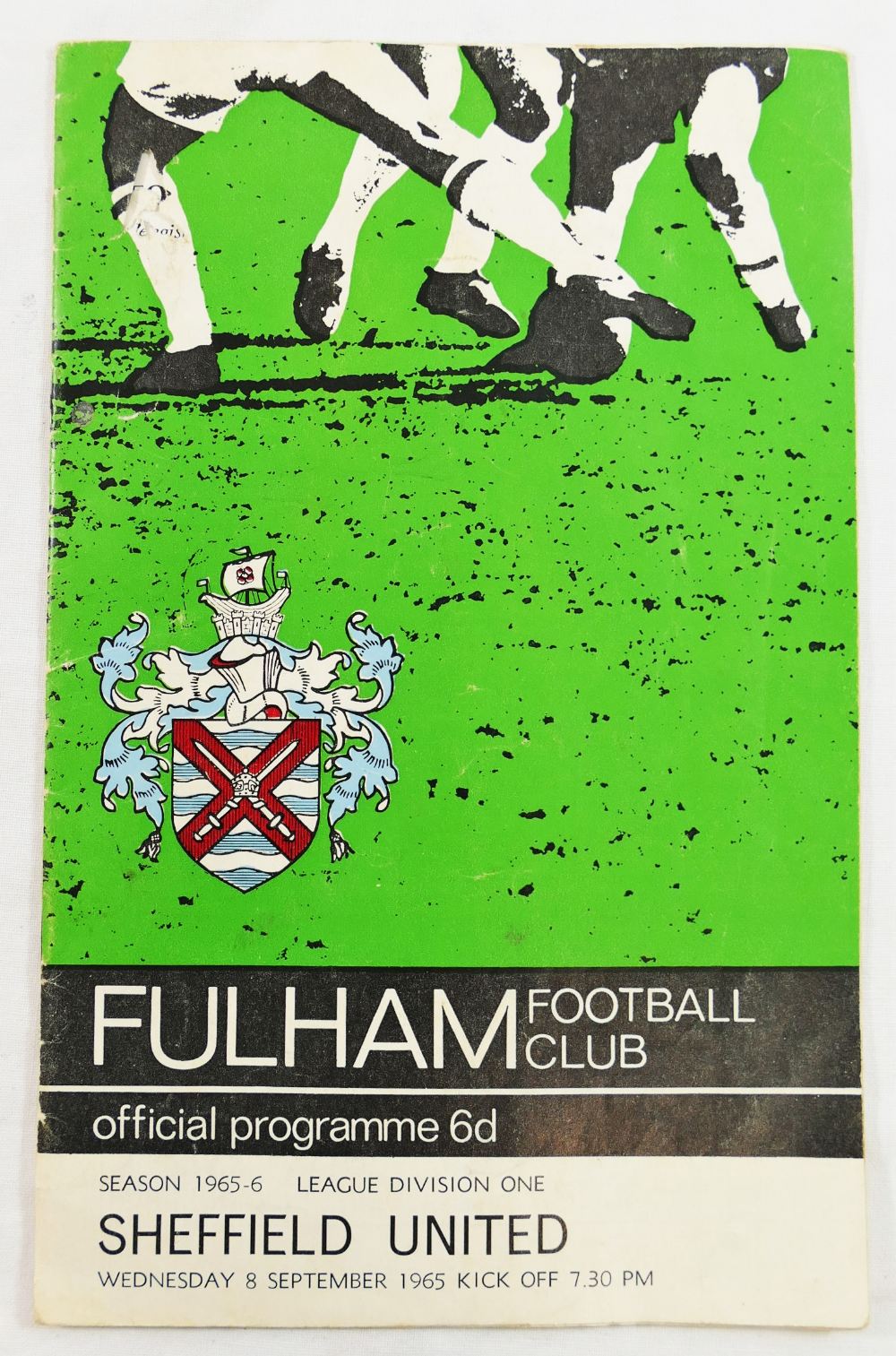 A 1965 Fulham versus Sheffield United football programme, league division one,