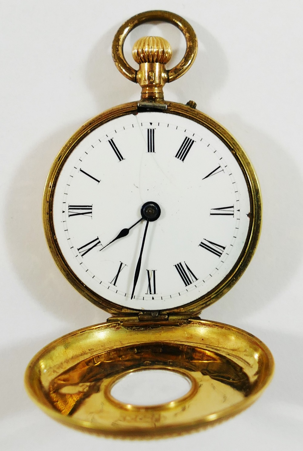 A ladies Continental half hunter pocket watch, - Image 3 of 4