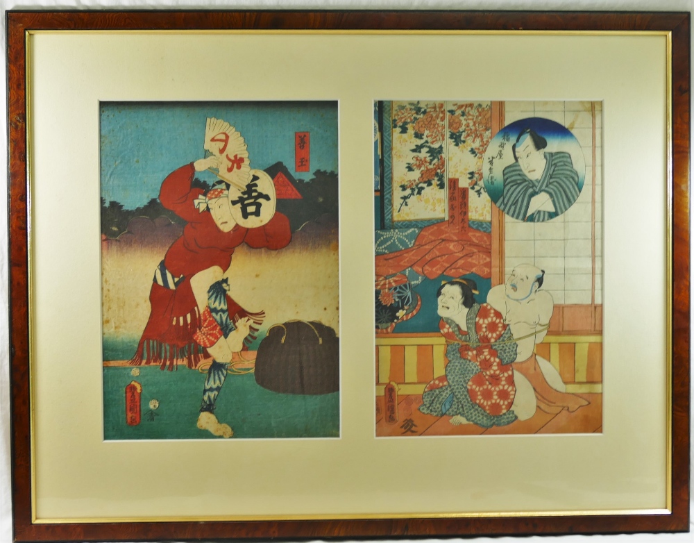 Utagawa Kunisada/Toyokuni III (1789-1865), four Japanese wood block prints of Kabuki,each 35.