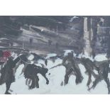 Geoff Parham (20th/21st Century British), 'Snowball fight', acrylic and watercolour, unsigned, 26.