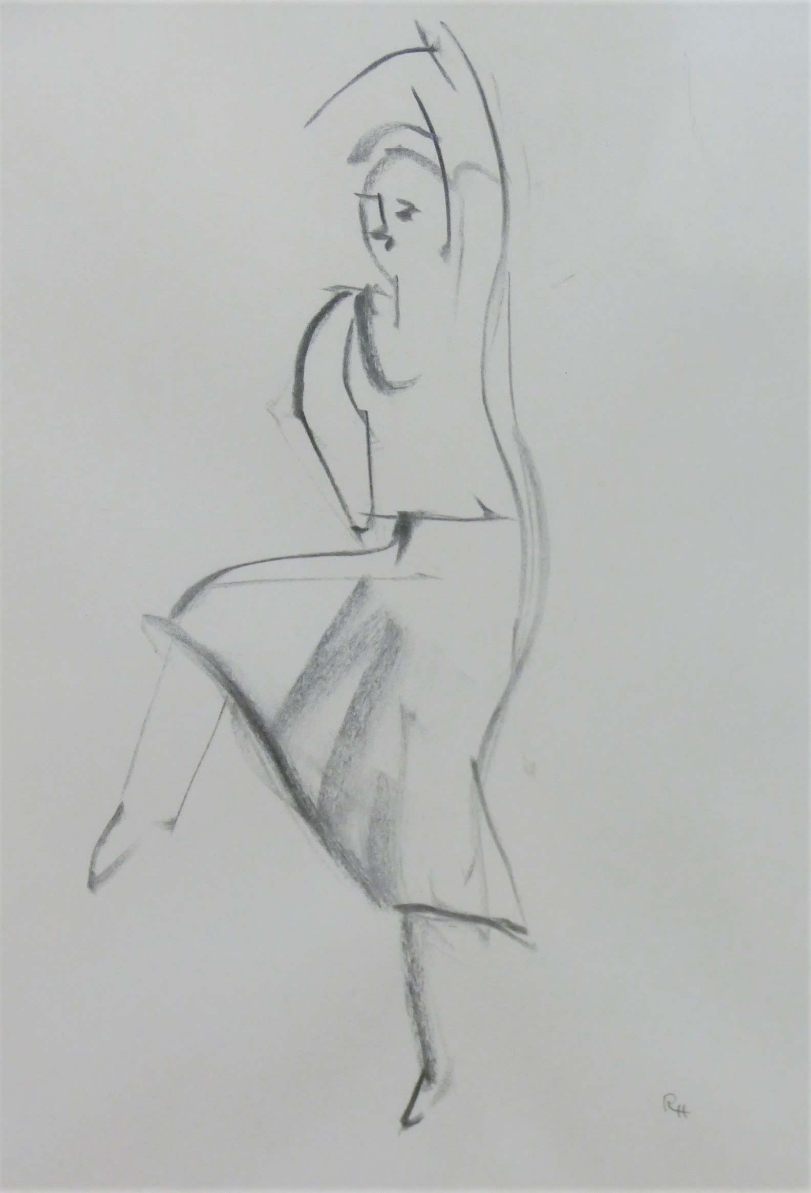 Sarah Evans (20th/21st Century British), figural study, charcoal and acrylic on paper, - Image 3 of 3