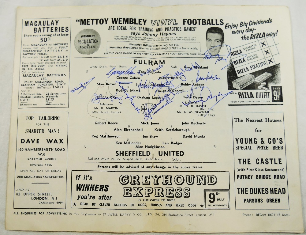 A 1965 Fulham versus Sheffield United football programme, league division one, - Image 2 of 2