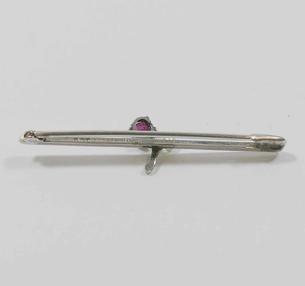A 20th century white metal bar brooch stamped '9CT', - Image 2 of 2