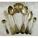 Six items of Georgian and later silver cutlery,