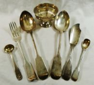 Six items of Georgian and later silver cutlery,