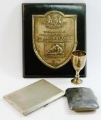 Small silver items including a small silver trophy cup,