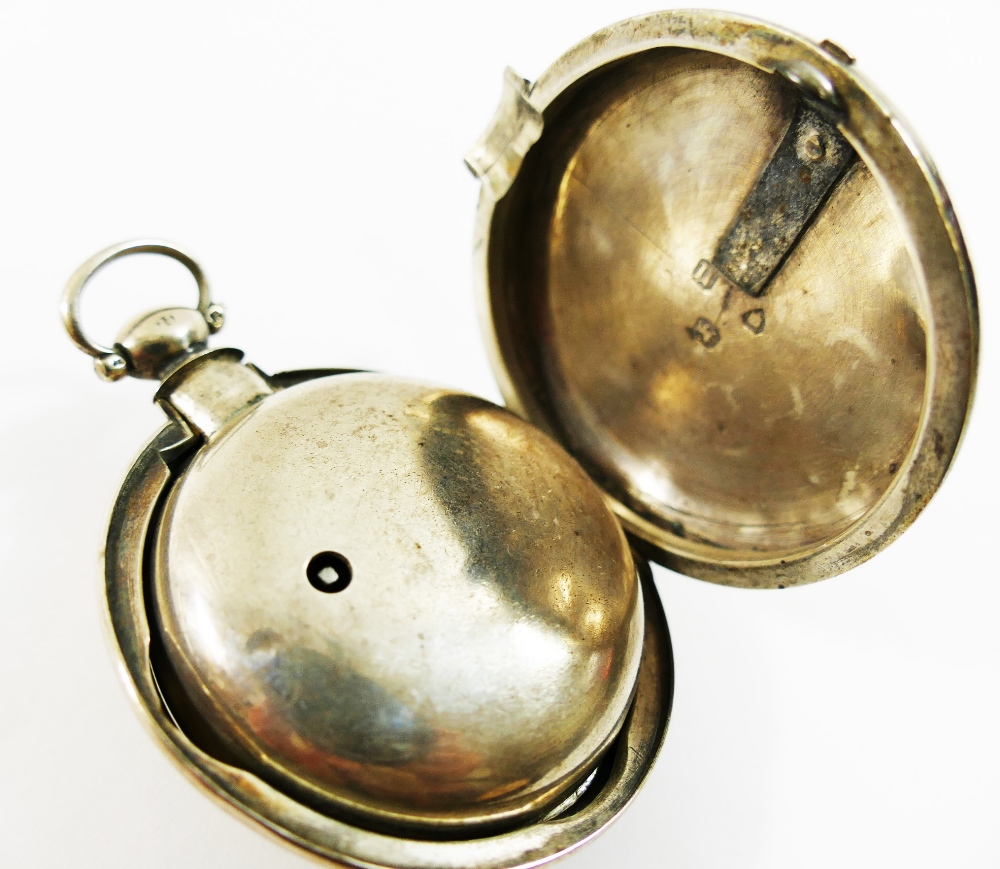 A 19th century silver pair cased pocket watch, London 1868, by Robinson of Chesterfield, - Image 4 of 4