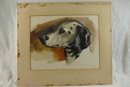 John Rignall (1916-2004), head study of a dalmatian 'Penny', watercolour,