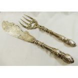 A pair of Victorian silver fish servers, Birmingham 1854 by Hilliard and Thomason,