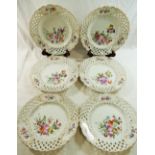 A set of six Meissen porcelain fruit plates with impressed 'MEISSEN' mark,