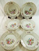 A set of six Meissen porcelain fruit plates with impressed 'MEISSEN' mark,