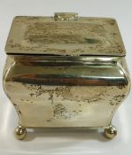 An Edwardian silver tea caddy, Sheffield 1901 by Martin Hall and Co.,9cm x 7cm x 10cm, 8.17ozt, 254.