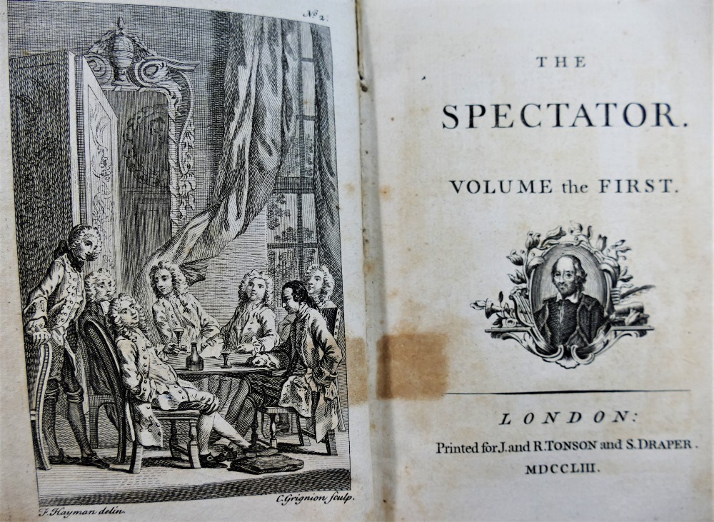 'The Spectator', eight fully leather bound volumes, printed for J and R Tonson and S Draper, 1753, - Image 2 of 5