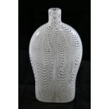 A 19th century Nailsea glass flask or bottle, with typical white latticino decoration,