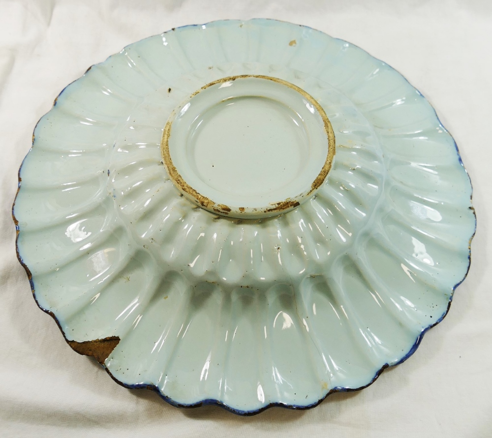 A 19th century Dutch Delft dish, with gadrooned rim, - Image 2 of 2