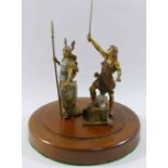 Two small modern cold painted bronze Classical figures of a Valkyrie and a blacksmith,