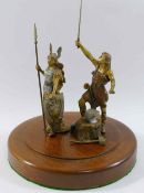 Two small modern cold painted bronze Classical figures of a Valkyrie and a blacksmith,